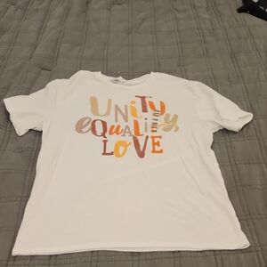 Women's Unity Equality Love Tee - White Size L, New With Tags!